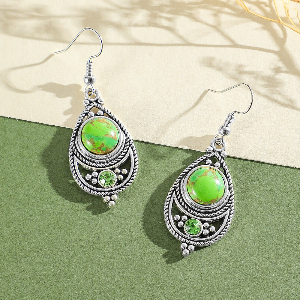 Bohemian Green Forest Earrings Set Artistic Vintage Style Geometric Accessories