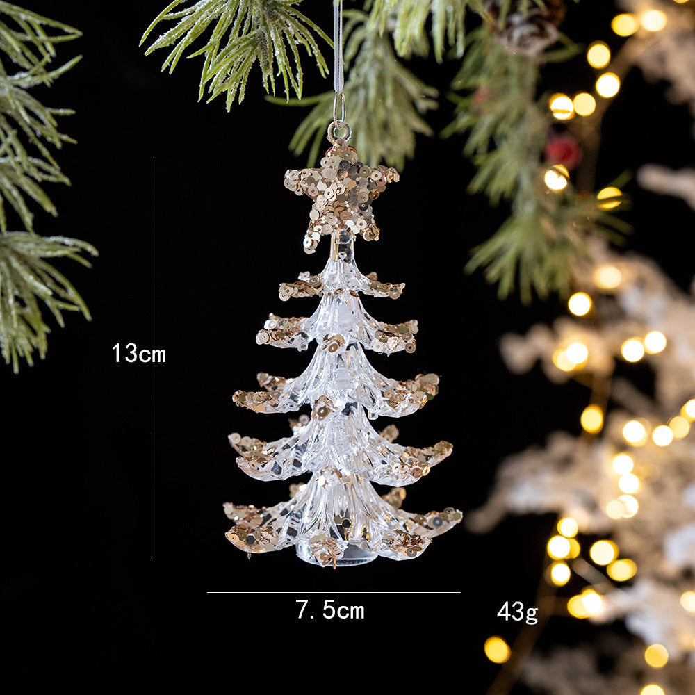 Snowflake Sequins Transparent Christmas Tree Hanging
