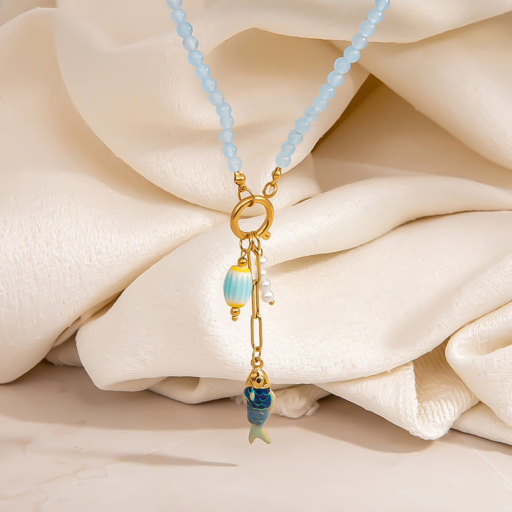 Floral Sun Pendant Stainless Steel Necklace Trendy Casual Choker