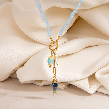 Floral Sun Pendant Stainless Steel Necklace Trendy Casual Choker
