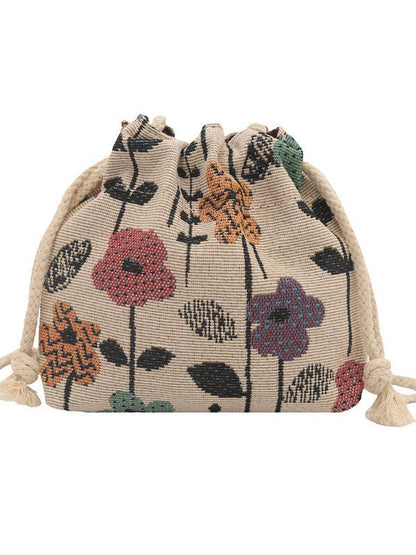 Ethnic Style Bucket Bag Casual Canvas Tote