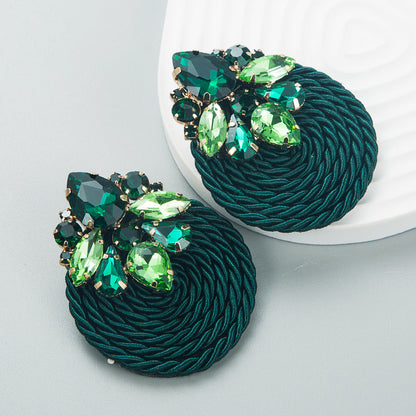 Geometric Rhinestone Glass Earrings Trendy Ins Style