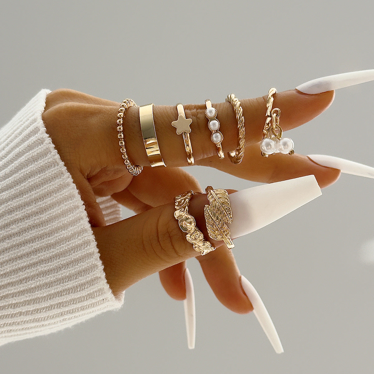 Fashionable Geometric Butterfly Open-Ended Adjustable Rings Set