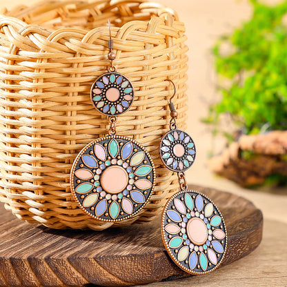 Colorful Alloy Drop Earrings Bohemian Style Fashionable Accessories