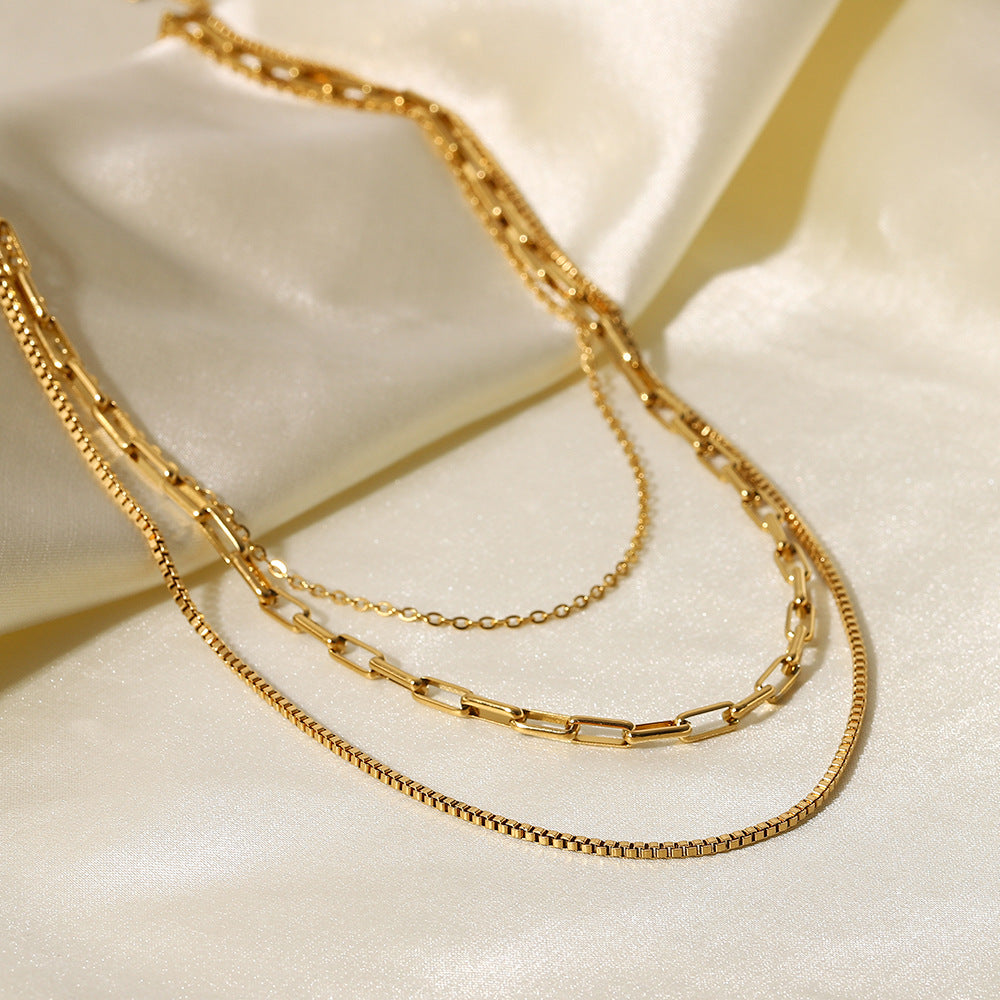 Paperclip Triple Layers Necklace