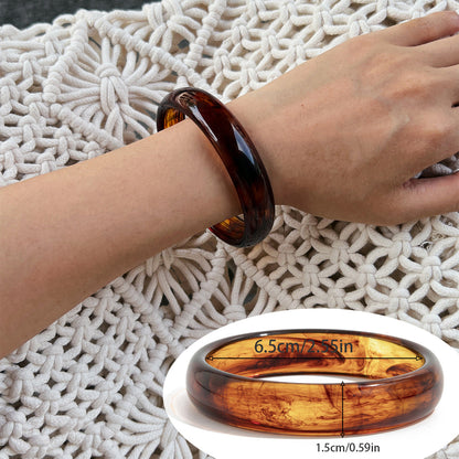 Amber Color Acrylic Bracelet Trendy Geometric Semi-Transparent Resin Cuff
