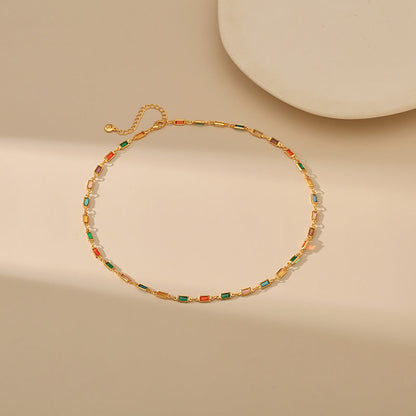 Colourful Square Zirconia Vintage Necklace