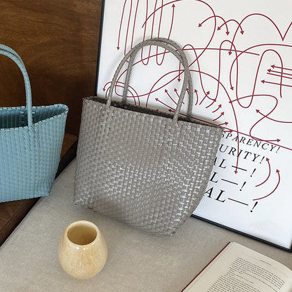 Summer Straw Tote Bag Handmade PVC Beach Shoulder Bag