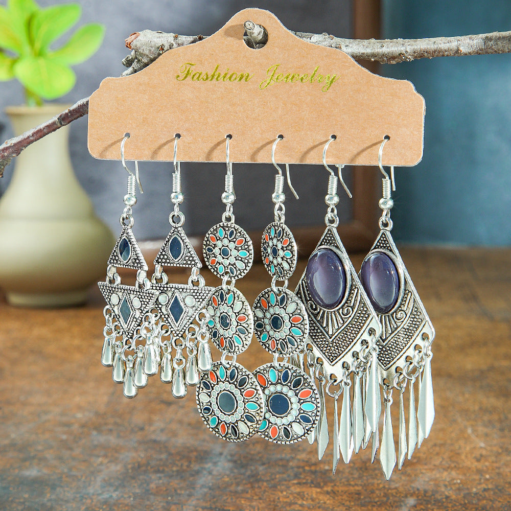 Bohemian Floral Geometric Earrings Set for Women and Men