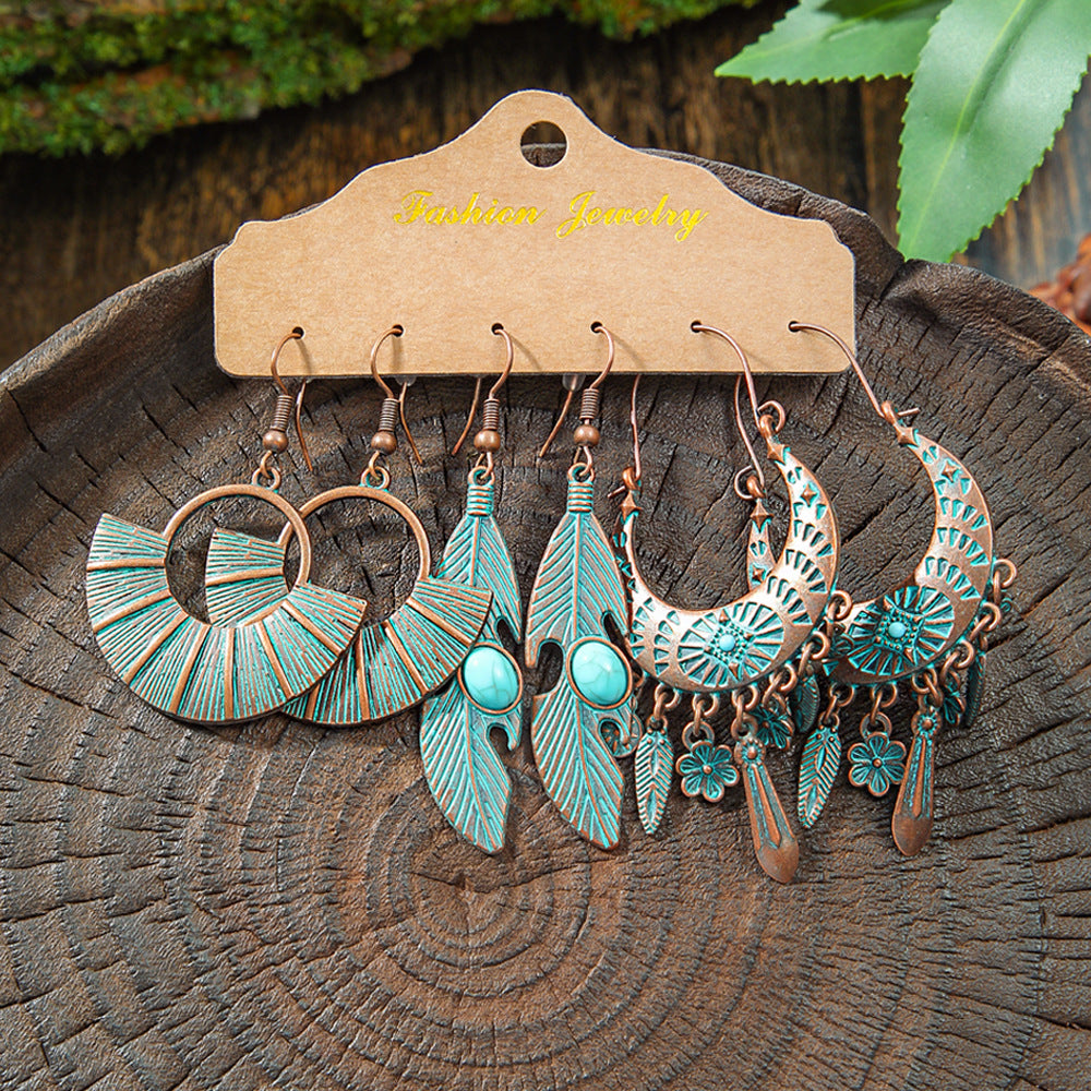 Vintage Bohemian Hollow Geometric Tassel Earrings