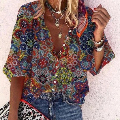 Floral Print Long Sleeve Shirt Comfortable Casual Style