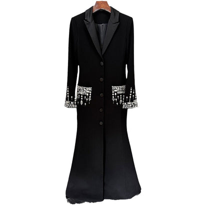 Elegant Tailored Satin Dress With Beaded Embellishments