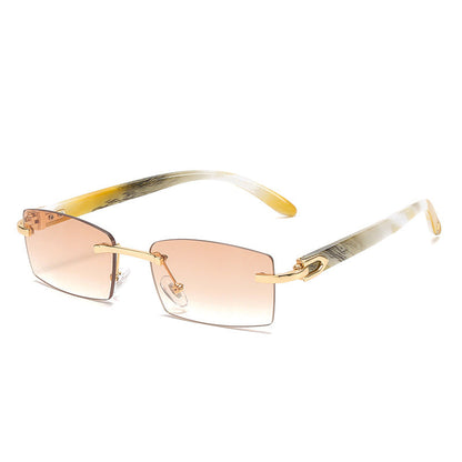 Trendy Unframed Square Sunglasses Jelly Color UV400 Protection