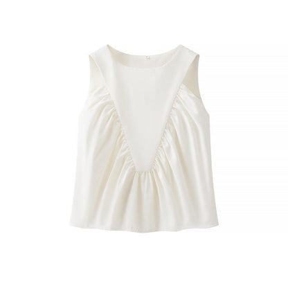 Solid Color Ruched Sleeveless Tank Top