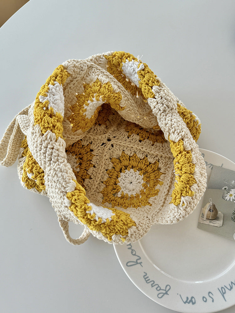 Trendy Woven Cotton Bag with Classic Check Pattern