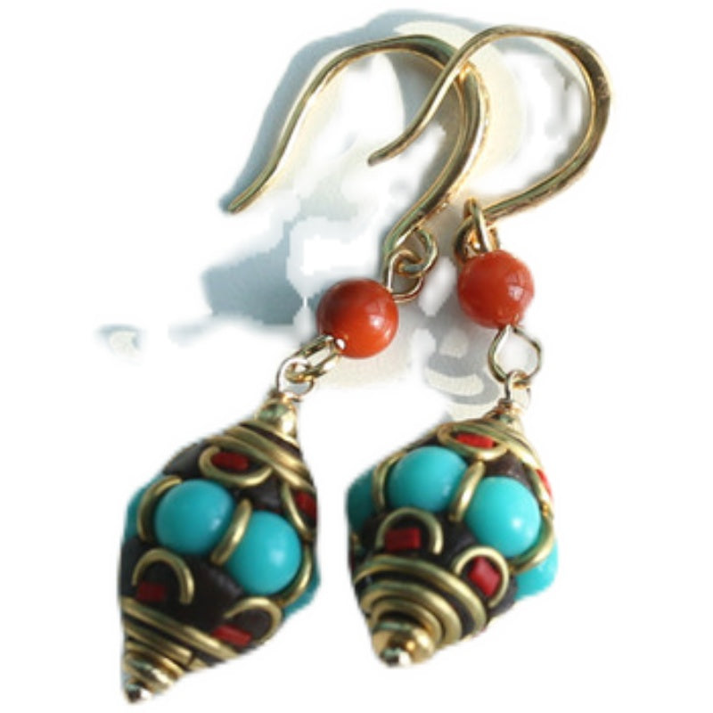 New Nepal Exotic Earrings Jewelry Ethnic Online Celebrity Temperament Contrast Earrings