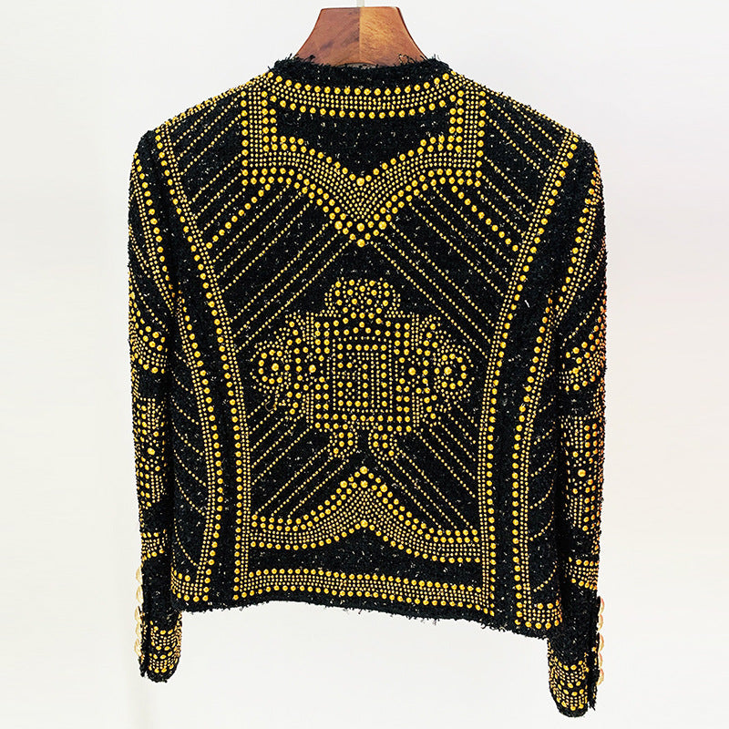 Metal Studded Tweed Jacket Stylish Office Wear