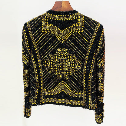 Metal Studded Tweed Jacket Stylish Office Wear
