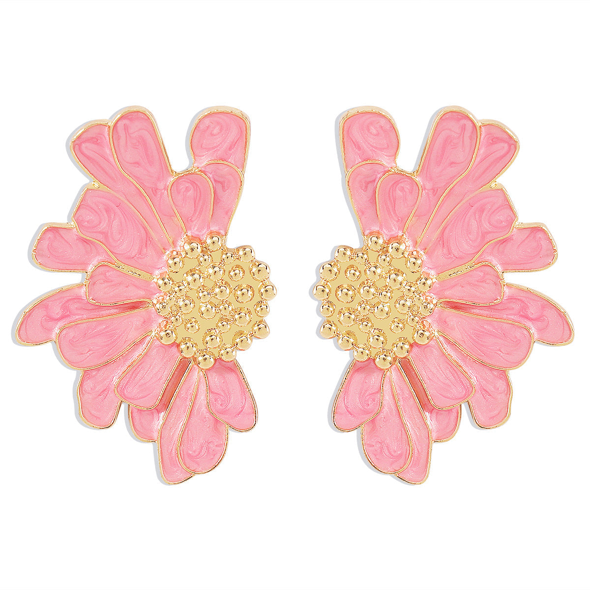 Vintage Alloy Floral Stud Earrings Women'S Temperament Textured Floral Earrings