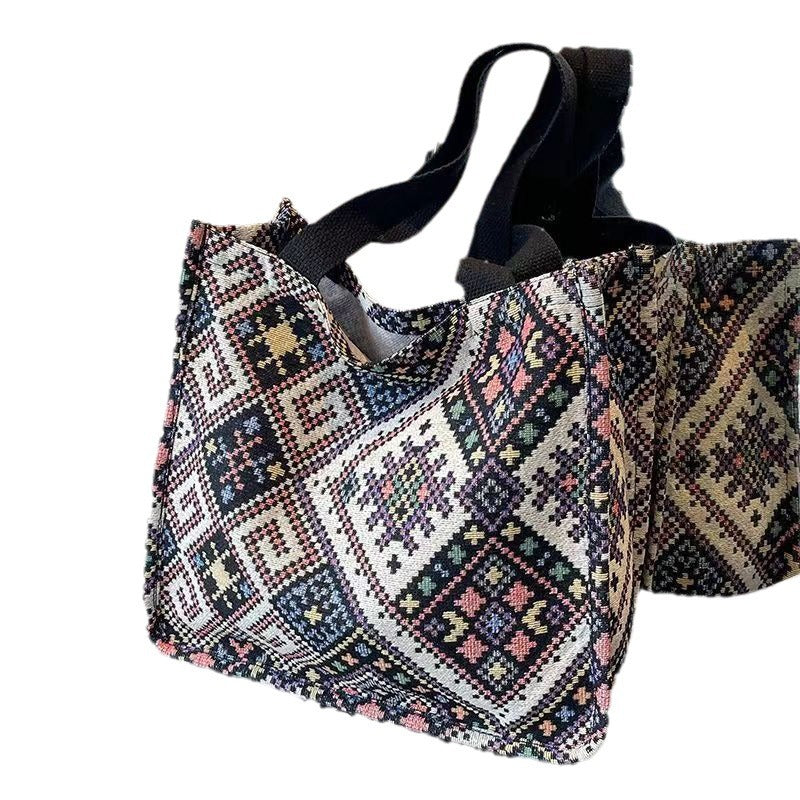 Large Capacity Casual Canvas Tote Bag Stylish Commuter Bag