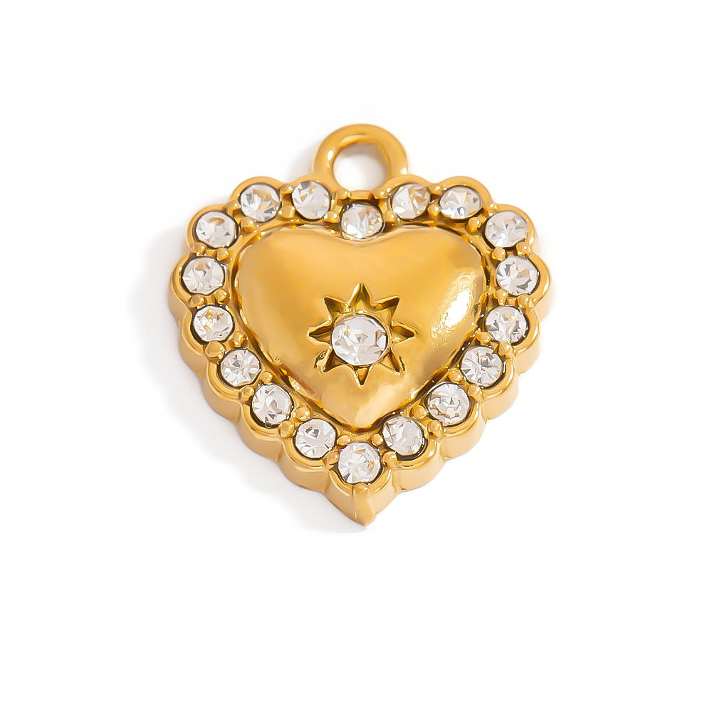 Luxury Stainless Steel Jewelry Accessories Elegant Heart-Shaped Stones