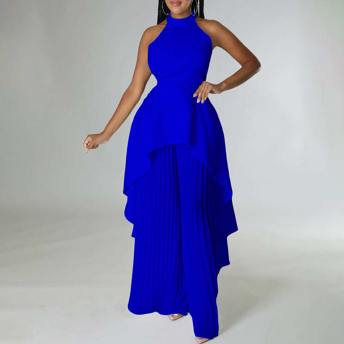 Fashionable Casual Two-Piece Set With Backless Top And Wide-Leg Pants