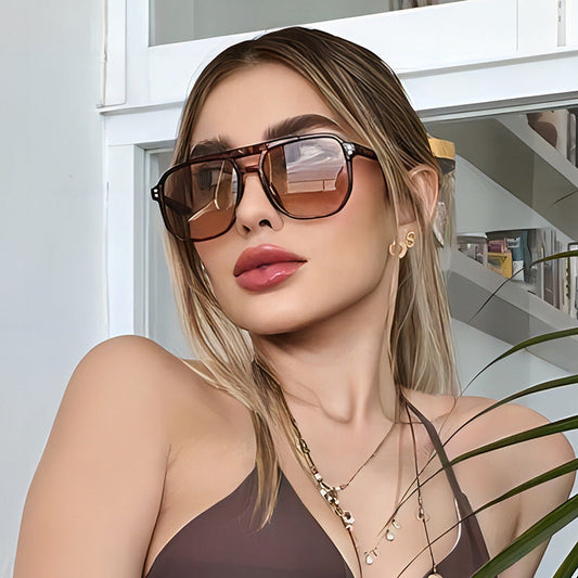 Trendy Pilot Sunglasses with Dual Beam Design for Men