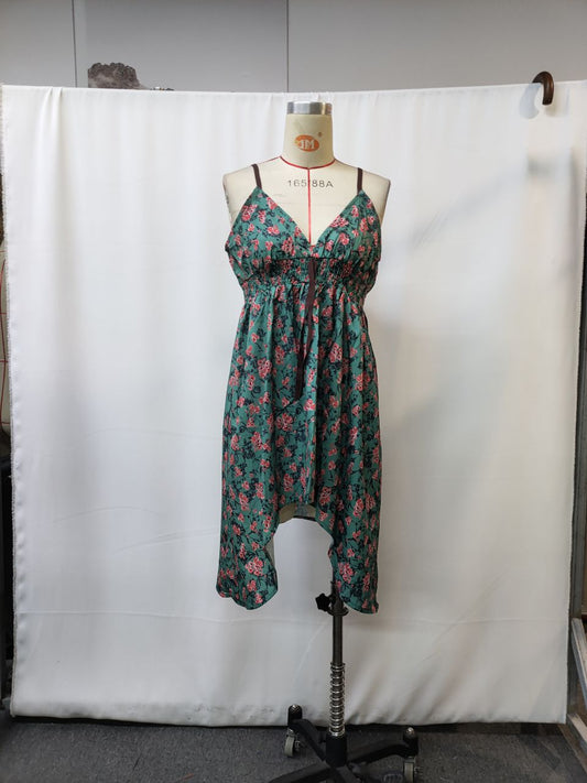 Vintage Western Style V-Neck Floral Mini Dress