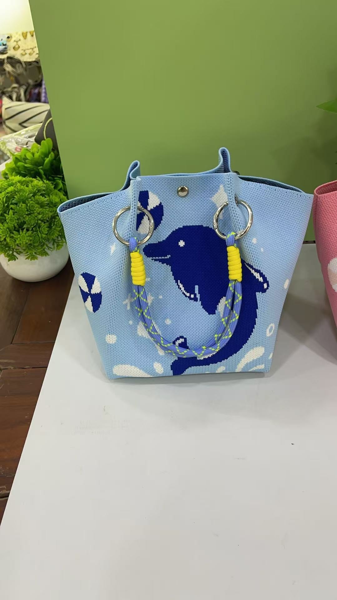 Cute Reindeer Portable Christmas Woven Gift Bag