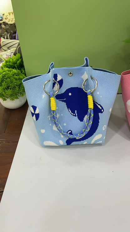 Cute Reindeer Portable Christmas Woven Gift Bag