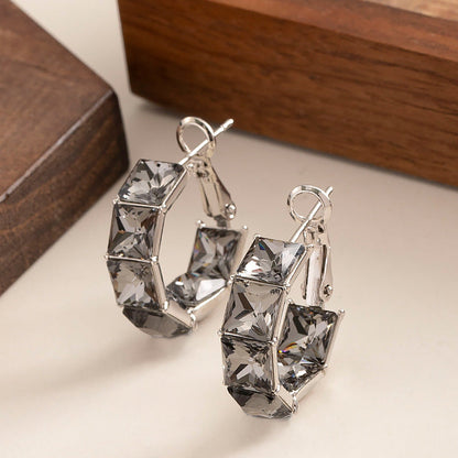 Geometric Crystal Zircon Earrings Stylish Elegant Accessory