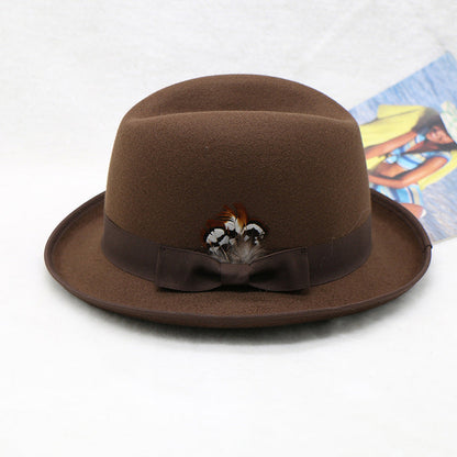 Fashionable Wool Felt Jazz Hat Unisex Warm Accessory