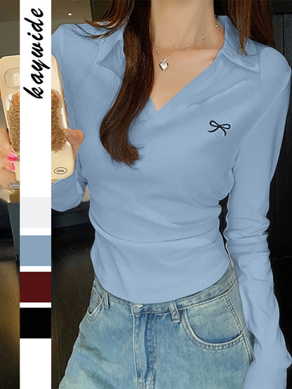 Casual V-Neck Long Sleeve T-Shirt for Women