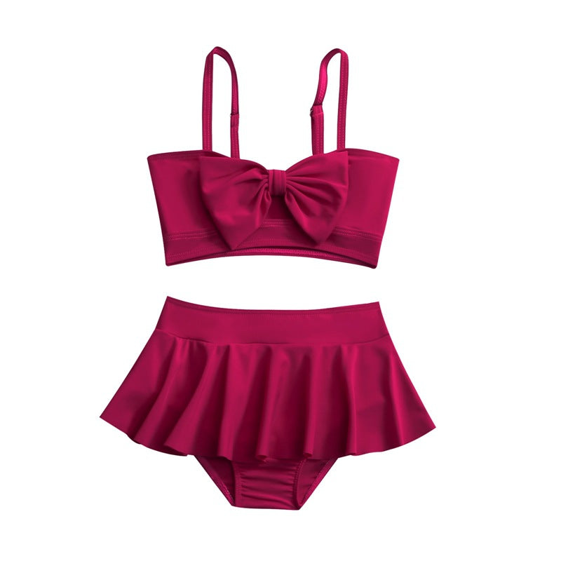 Girls' Two-Piece Swimwear Set Colorful Ruffled Bikini