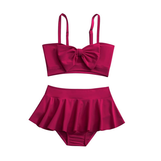 Girls' Two-Piece Swimwear Set Colorful Ruffled Bikini