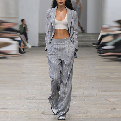 Double-Breasted Blazer Pants Set Trendy Street Style