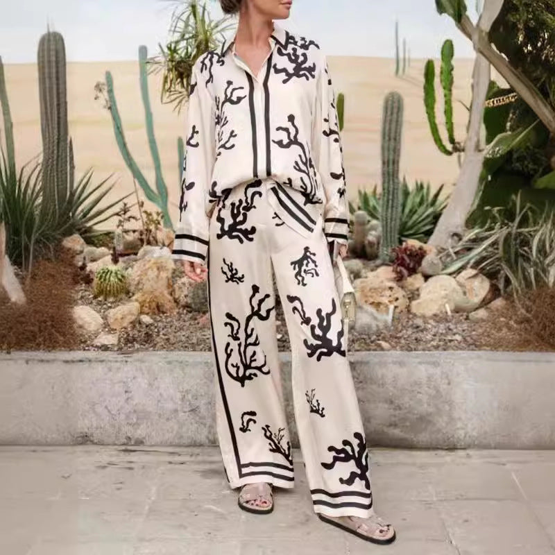Colorful Floral Print Long Sleeve Casual Set
