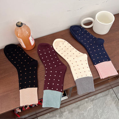 Rufia - Polka Dot Mid-Calf Socks for Autumn-Winter
