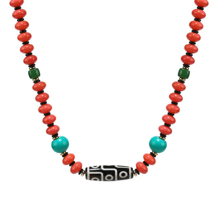 Tianzhu Agate Coral Necklace Tibetan Men And Women Retro Long Ethnic Style Collarbone Chain Tibetan Accessories