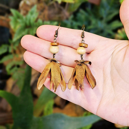 Creative Long Wooden Tassel Earrings Inspired by Nature