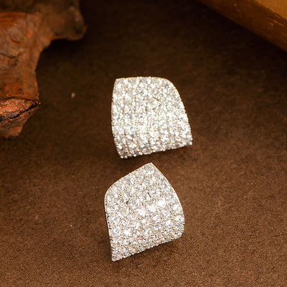 Geometric Zirconia Stud Earrings Elegant Women'S Fashion