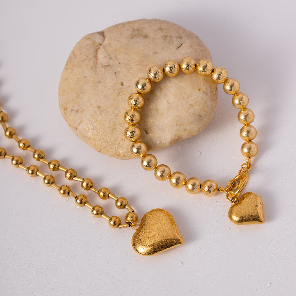 CubicÂ Love Pendant Bead Chain Necklace