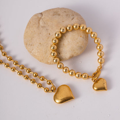 CubicÂ Love Pendant Bead Chain Necklace