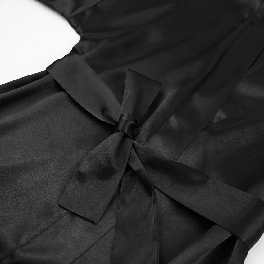 Feather Solid Color Casual Sleepwear Dress