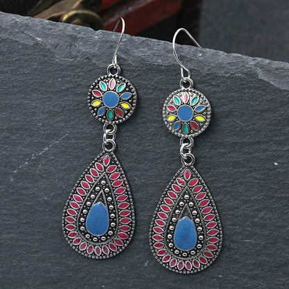 Colorful Geometric Drop Oil Dangle Earrings for Women