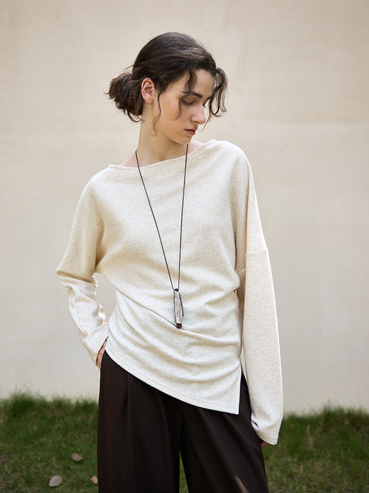 Asymmetrical Hem Pullover T-Shirt with Side Slits