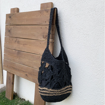 Summer Shoulder Tote Bag Beach Vacation Retro Woven Bag