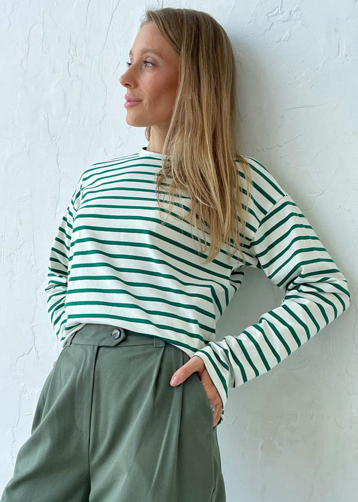 Rust Stripe Cotton Long Sleeve Tee