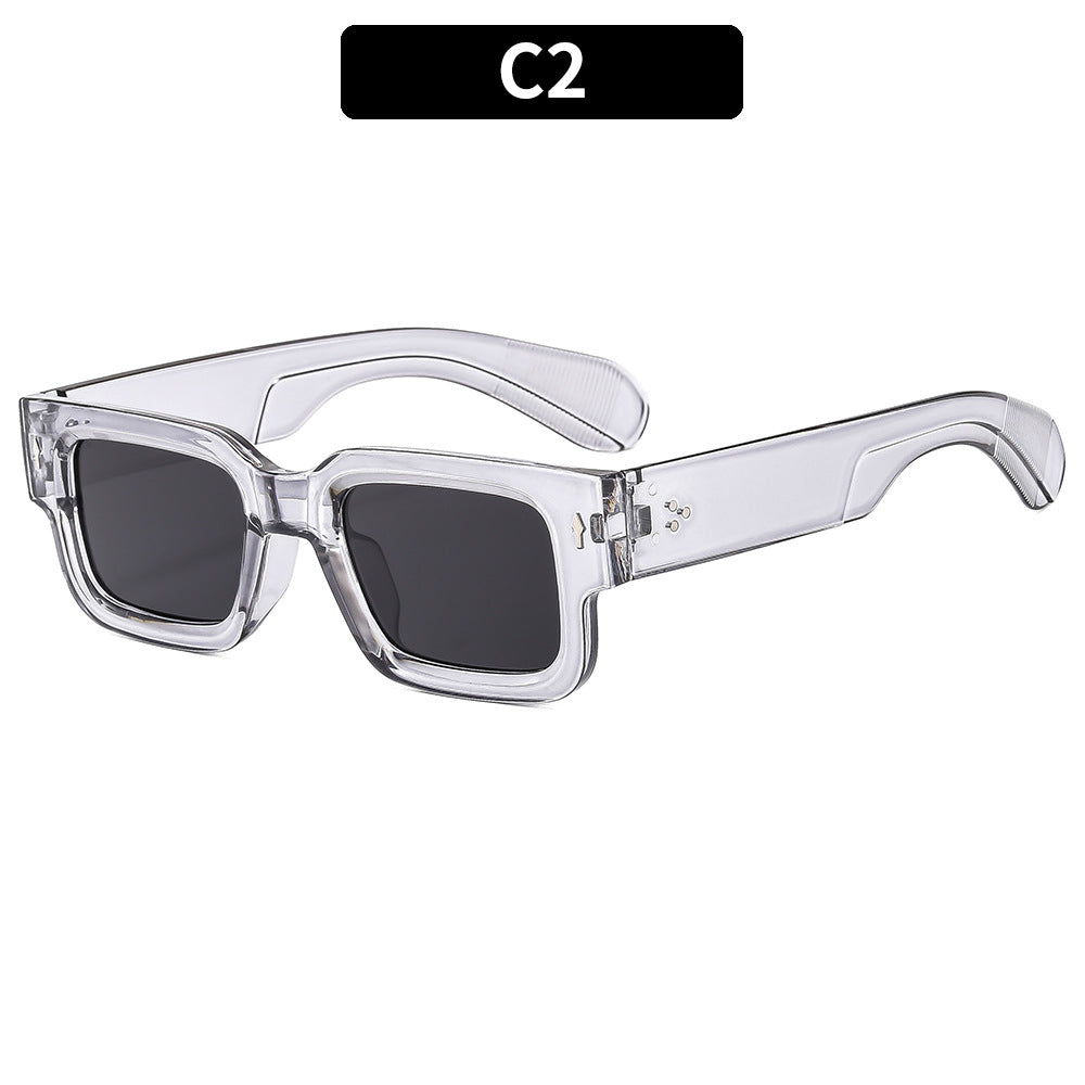 Trendy Square Sunglasses for Men with Arrow Design, UV400 Protection, Versatile Style