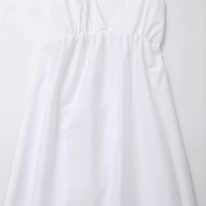 Summer New Women'S Clothing Suspender V-Neck Solid Color Versatile Backless Dress